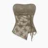 Mesh Asymmetrical Corset Top in Light Grey
