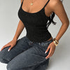 Scoop Neck Glitter Fitted Cami Top in Shimmer Black