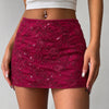 Floral Sequin Embellished Mini Skirt in Smoky Pink