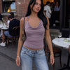 Halter Neck Ruched Ring Detail Top in Lilac