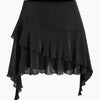 Asymmetric Ruffle Hem Mini Skirt in Classic Black