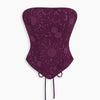 Strapless Floral Sequin Embellished Corset Top in Wine Maroon