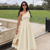 One Shoulder Bow Detail A Line Maxi Dress in Cream