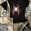 Spider Graphic Round Neck Baby Tee in Classic Black