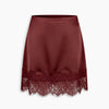 Lace Trim Mini Skirt in Burgundy