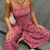 Strapless Printed Wide Leg Pants Co Ord Set in Blush Pink