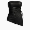 Strapless Ruched Asymmetric Mini Dress in Classic Black