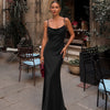 Cowl Neck Spaghetti Strap Maxi Dress in Classic Black