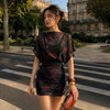 Ruched Waist Batwing Sleeve Mini Dress in Classic Black