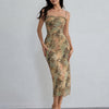 Floral Lace Slim Fitted Bodycon Midi Dress in Sand Beige