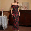 Off Shoulder Mermaid Slim Fit Straight Hem Solid Midi Dress