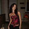 Ruffle Trim and Halter Tie Top in Multi