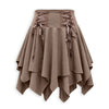 Tie Detail Asymmetric Layered Mini Skirt in Cocoa Brown