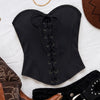 Strapless Lace Up Corset Top in Black