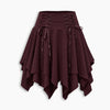 Tie Detail Asymmetric Layered Mini Skirt in Deep Maroon