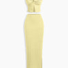 Knitted Two-Piece Set with Strapless Top and Fitted Skirt in Vanilla
