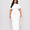 Ruched Boat Neck Dress Curve and Plus in Classic White