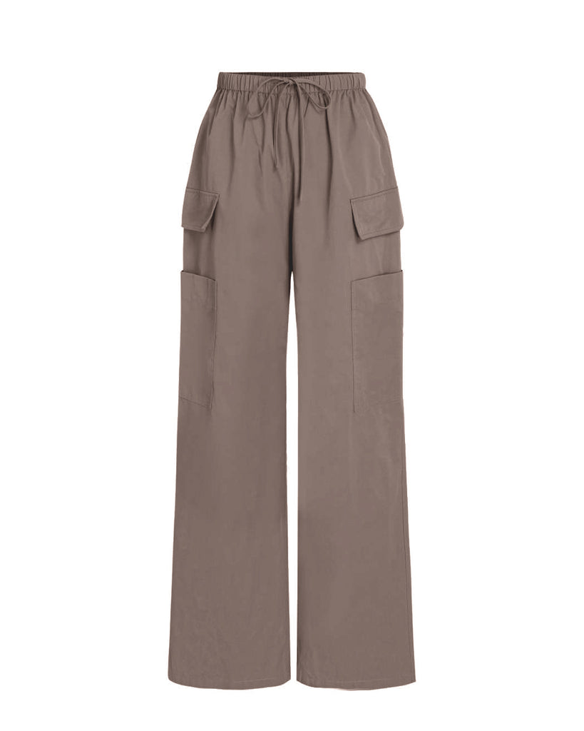 Middle Waist Solid Double Pocket trouser In Cloudy Grey