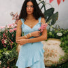 Solid A-Line Mini Ruffle Hem Dress