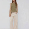 Boat Neck Texture Knotted Split Tank Top in Green