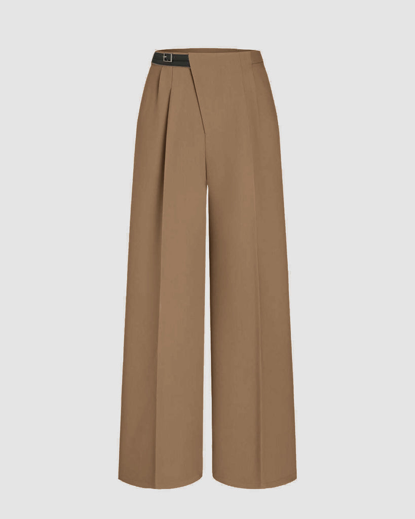 Wrapped pleated brown trousers