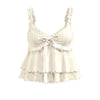 Spaghetti Strap Ruffle Hem Camisole Top in Classic White