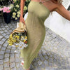 Solid Halter Maxi Dress in Lime Green