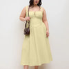 Square Neck Lace Up Ruffle Maxi Dress Curve & Plus in French Vanilla