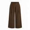 Mid Rise Metal Detail Pleated Wide Leg Trousers Curve & Plus in Brown