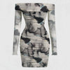 Off-Shoulder Abstract Print Bodycon Mini Dress