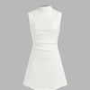 Turtleneck Sleeveless Ruched Mini Dress