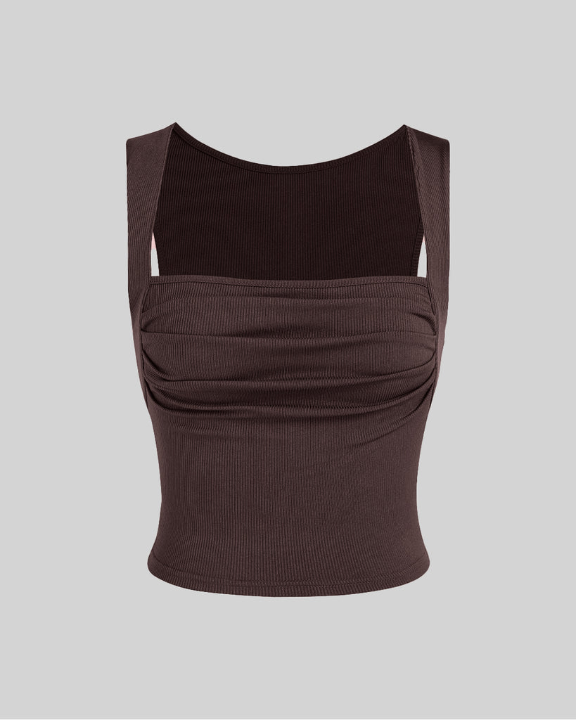 Ruched Square Neck Crop Top