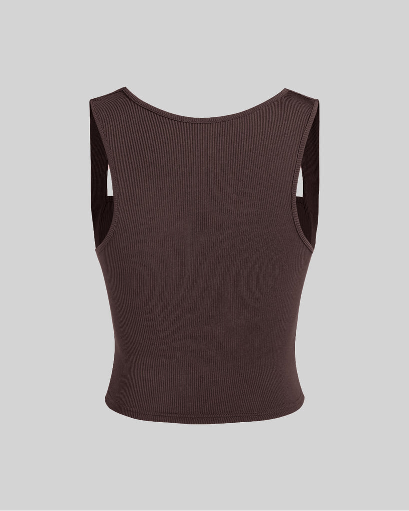 Square Neck Crop Top In Woody Brown
