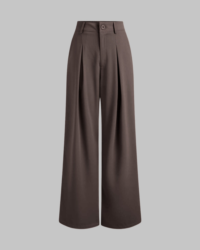 Korean style baggy trousers in dark brown