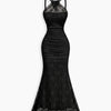 Off Shoulder Ruched Mermaid Maxi Dress in Classic Black