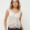 Ruffle Detail Lace Top in Classic White