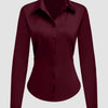 Satin Button-Down Collar Full Sleeve Shirt in Maroon