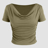 Ruched Short-Sleeve Off-The-Shoulder Top In Avocado