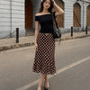Mesh Low Rise Polka Dot Bowknot Mermaid Skirt