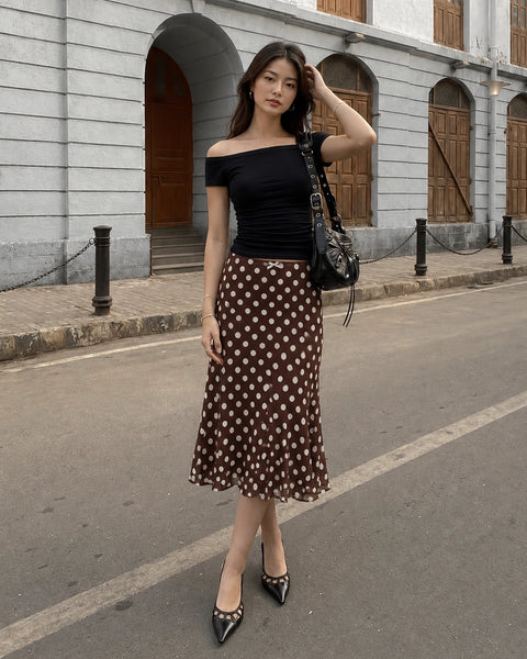 Mesh Low Rise Polka Dot Bowknot Mermaid Skirt
