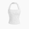 Lace Halter Sheer Fitted Top in White