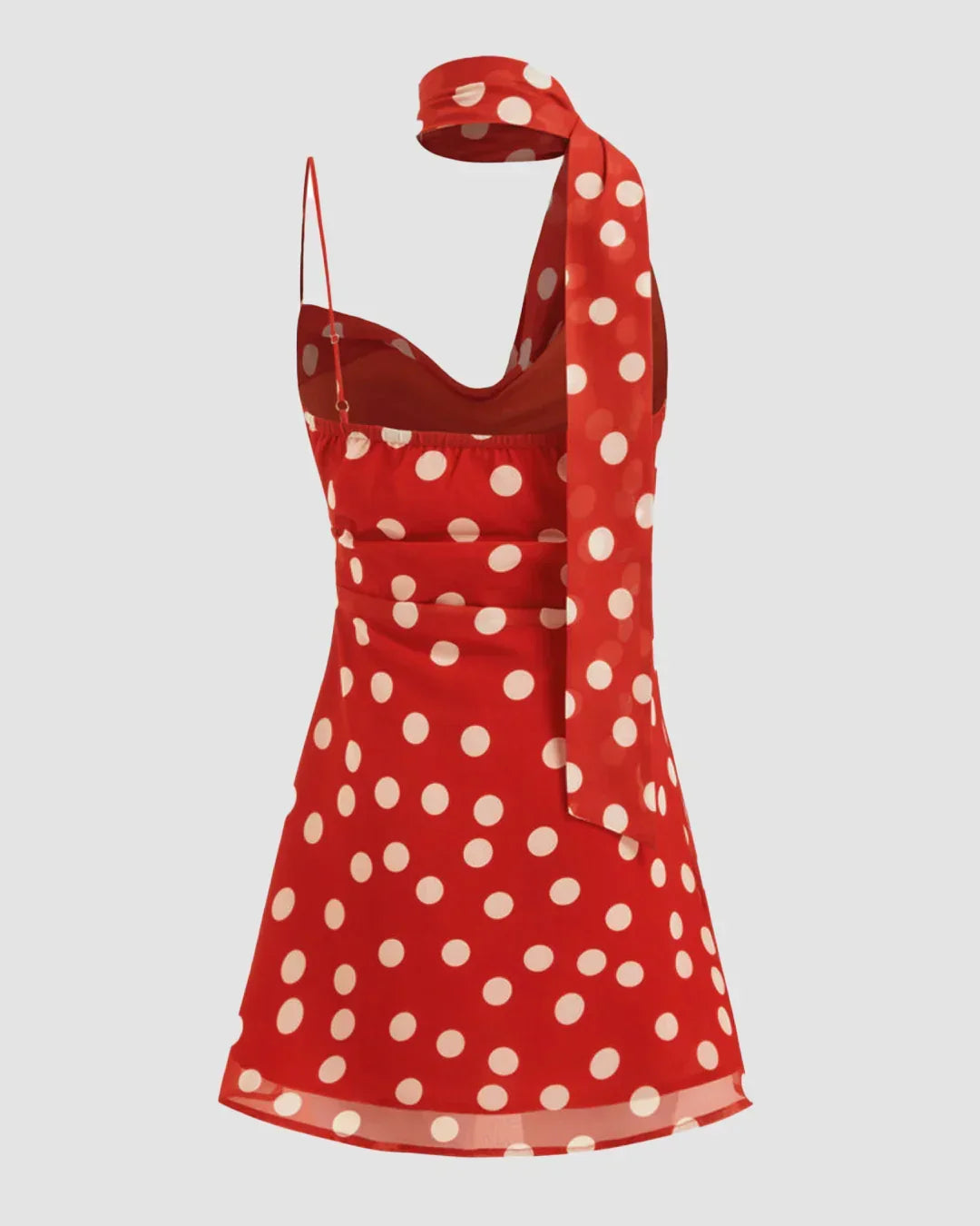 Polka Dot Cowl Neck Ruched Mini Cami Dress  Littlebox India
