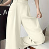 High Waist Straight Loose Solid A Line Trouser in Beige