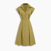 Collar Cinched Waist Shirt Midi Dress in Mud