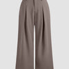 High-Waist Pleated Wide-Leg Trousers in Cappuccino Curve & Plus