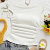 Asymmetrical Side Knot Sleeveless Top in White