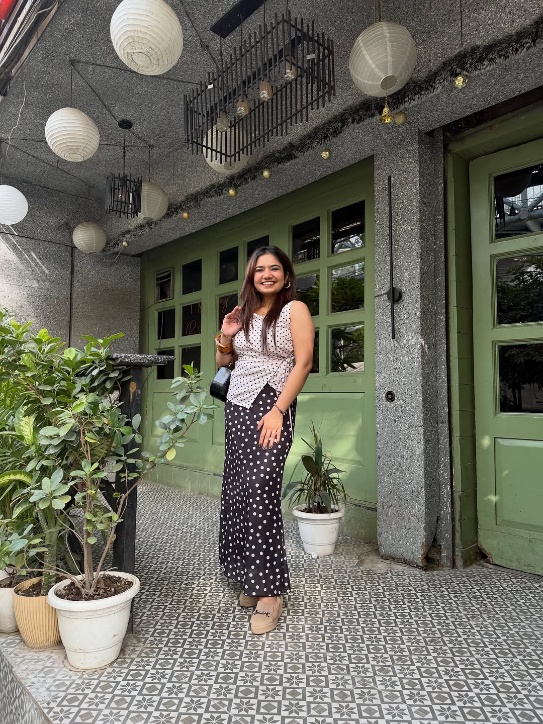 Customer photo 3 of Polka Dot Wrap Sleeveless Top