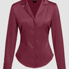 Satin Collared Button Down Full Sleeve Shirt in Maroon