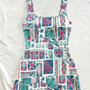 Multicolor Printed Sleeveless A-Line Mini Dress