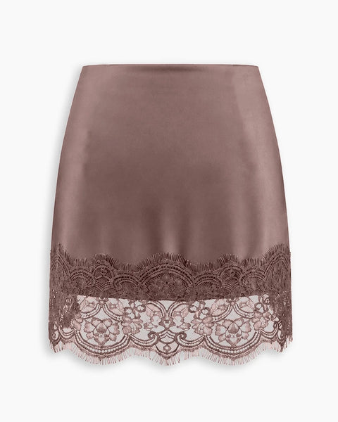 Lace Trim Mini Skirt in Lilac